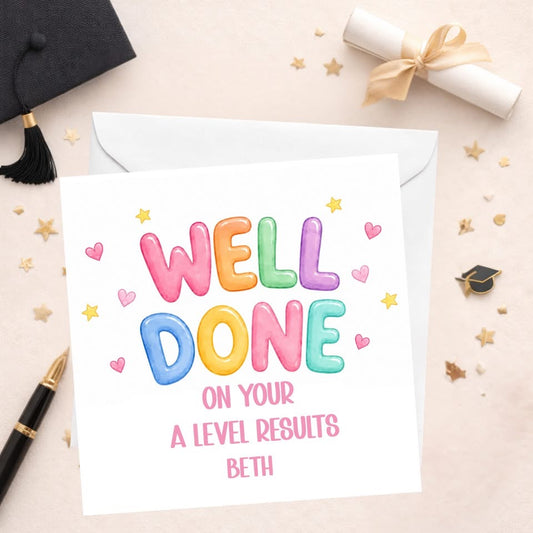 Well Done A Level Results Card - Pink