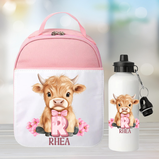 Personalised Highland Cow Lunch Set