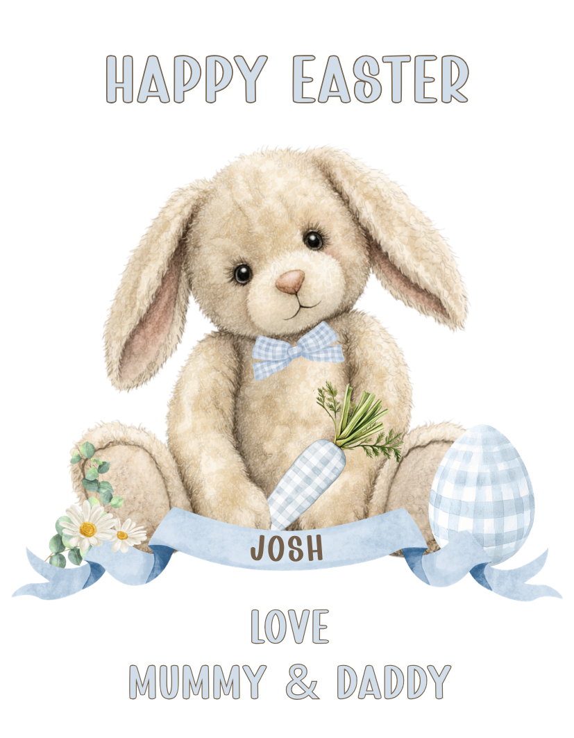 Personalised Easter Bunny Teddy - Blue