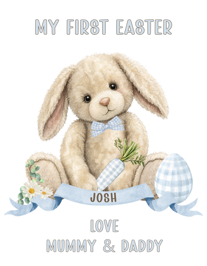 Personalised Easter Bunny Teddy - Blue