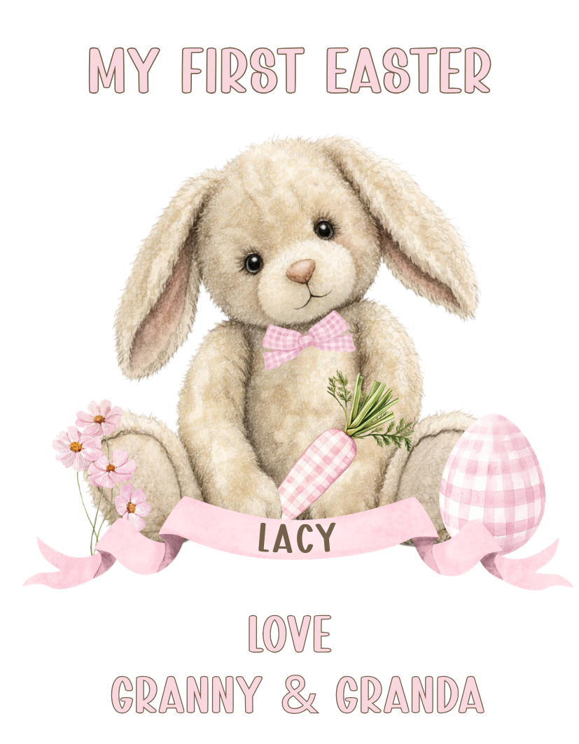 Personalised Easter Bunny Teddy - Pink