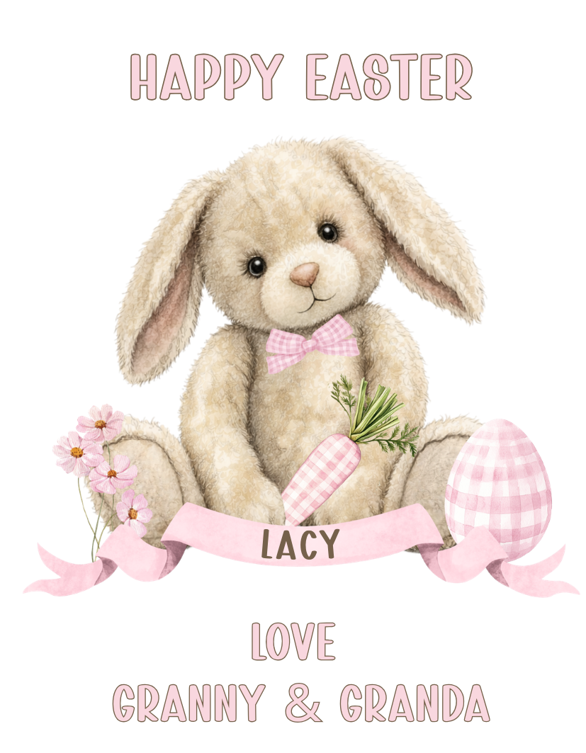 Personalised Easter Bunny Teddy - Pink