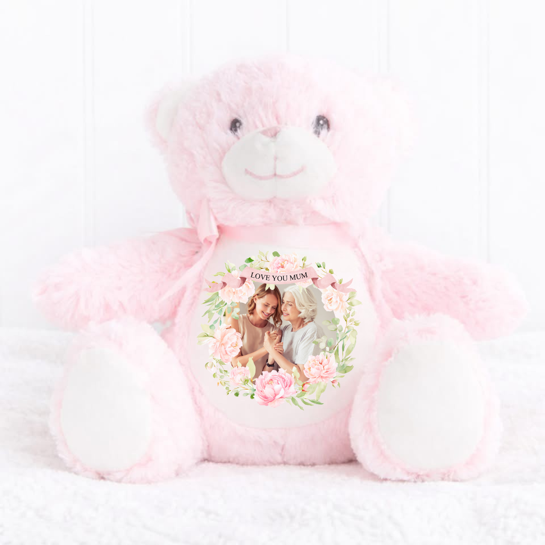 Personalised Photo Teddy – Mother’s Day Floral Design