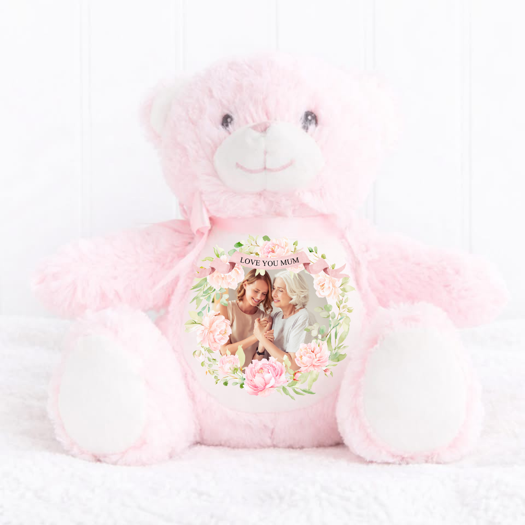Personalised Photo Teddy – Mother’s Day Floral Design