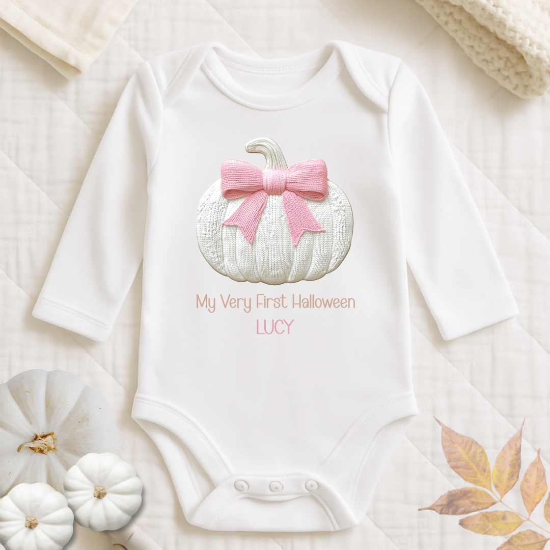 Cute Pumpkin Body Suit - Pink