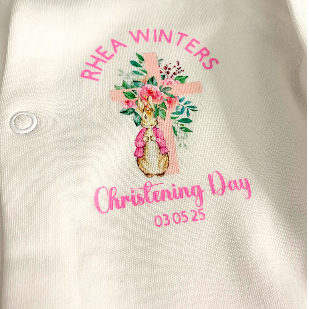Personalised Christening Baby Grow - Pink