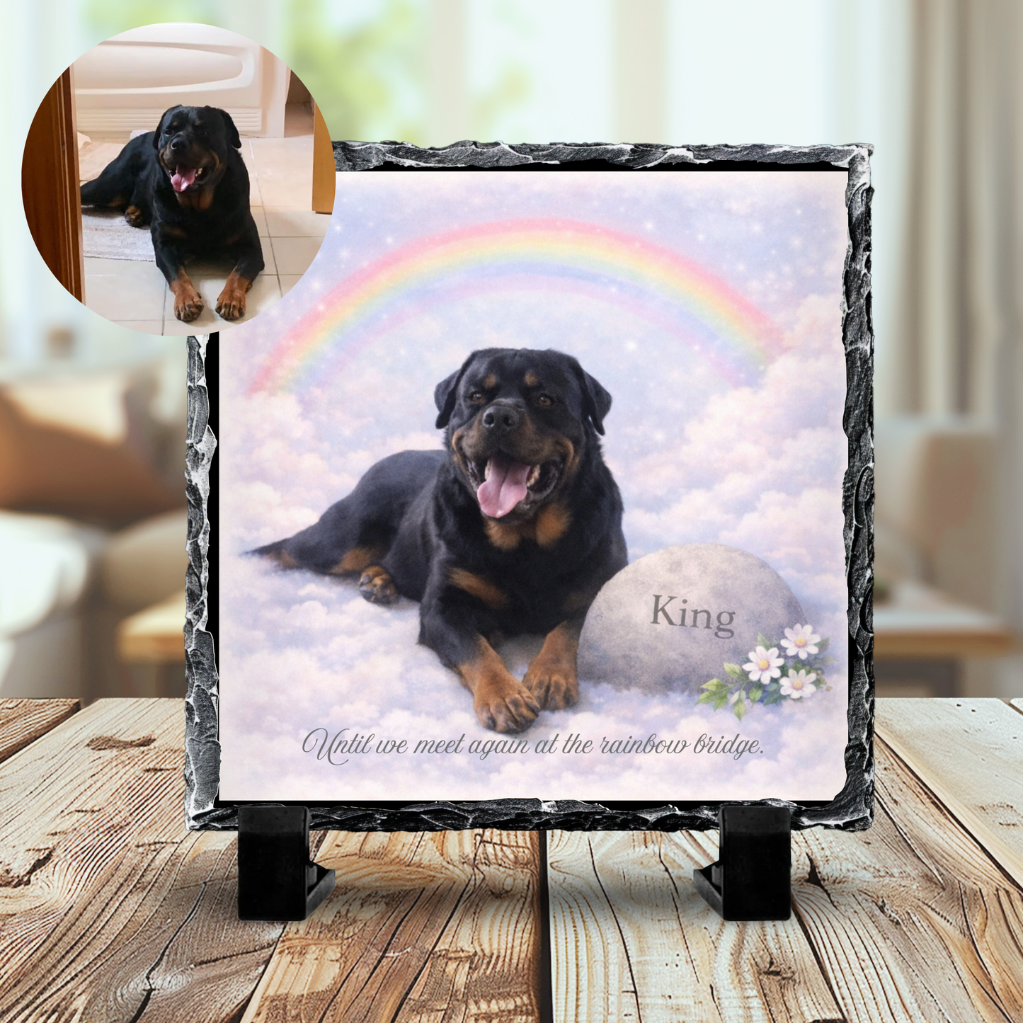 Rainbow Bridge Watercolour Pet Memorial Slate