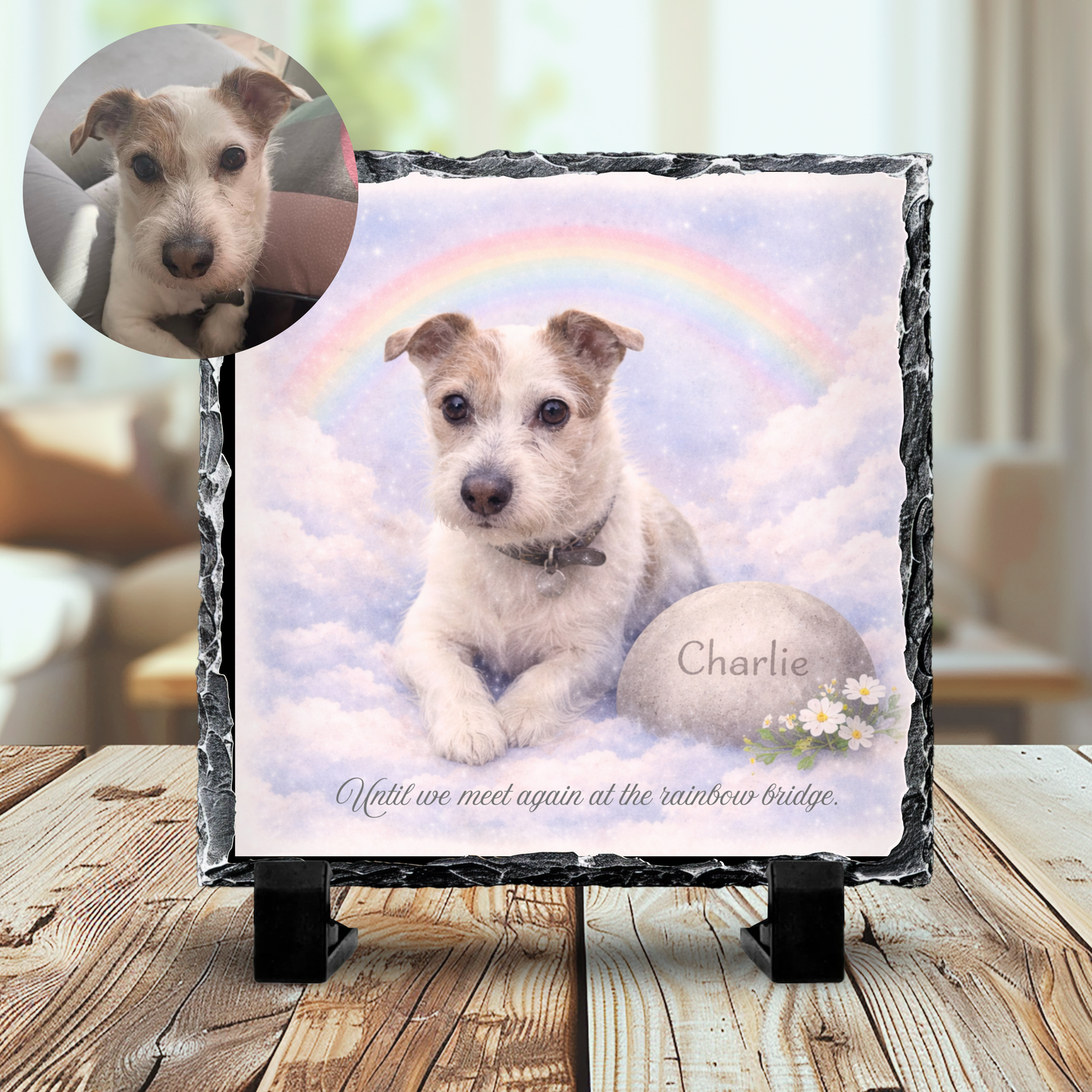 Rainbow Bridge Watercolour Pet Memorial Slate