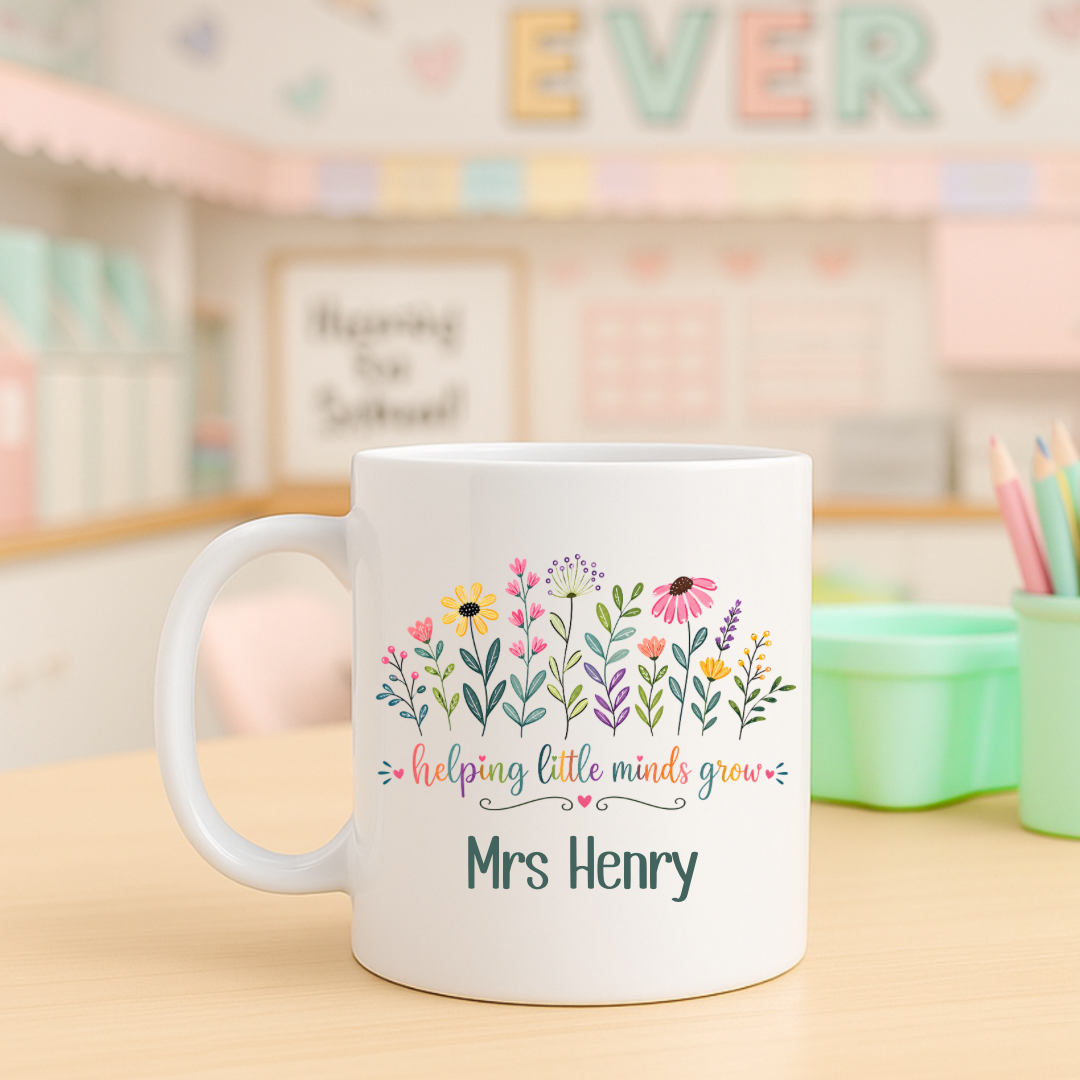 Helping Little Minds Grow Personalised Teacher Mug