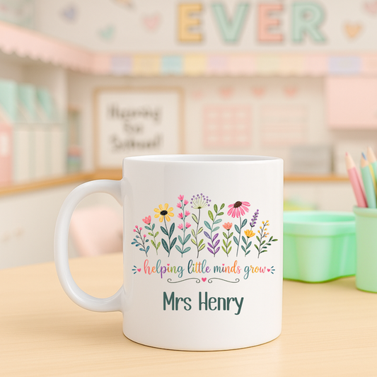 Helping Little Minds Grow Personalised Teacher Mug