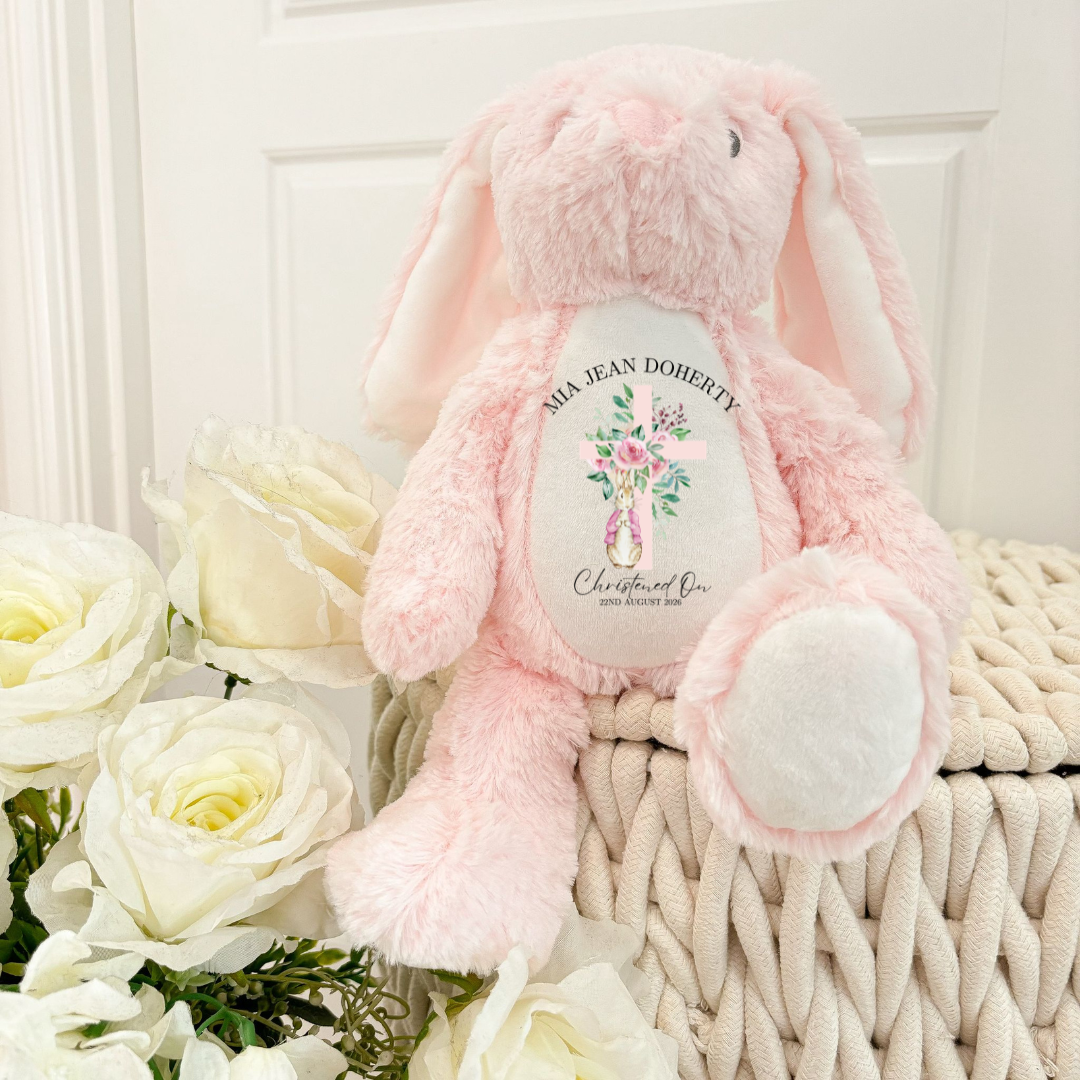 Personalised Christening Bunny - Little Rabbit Pink