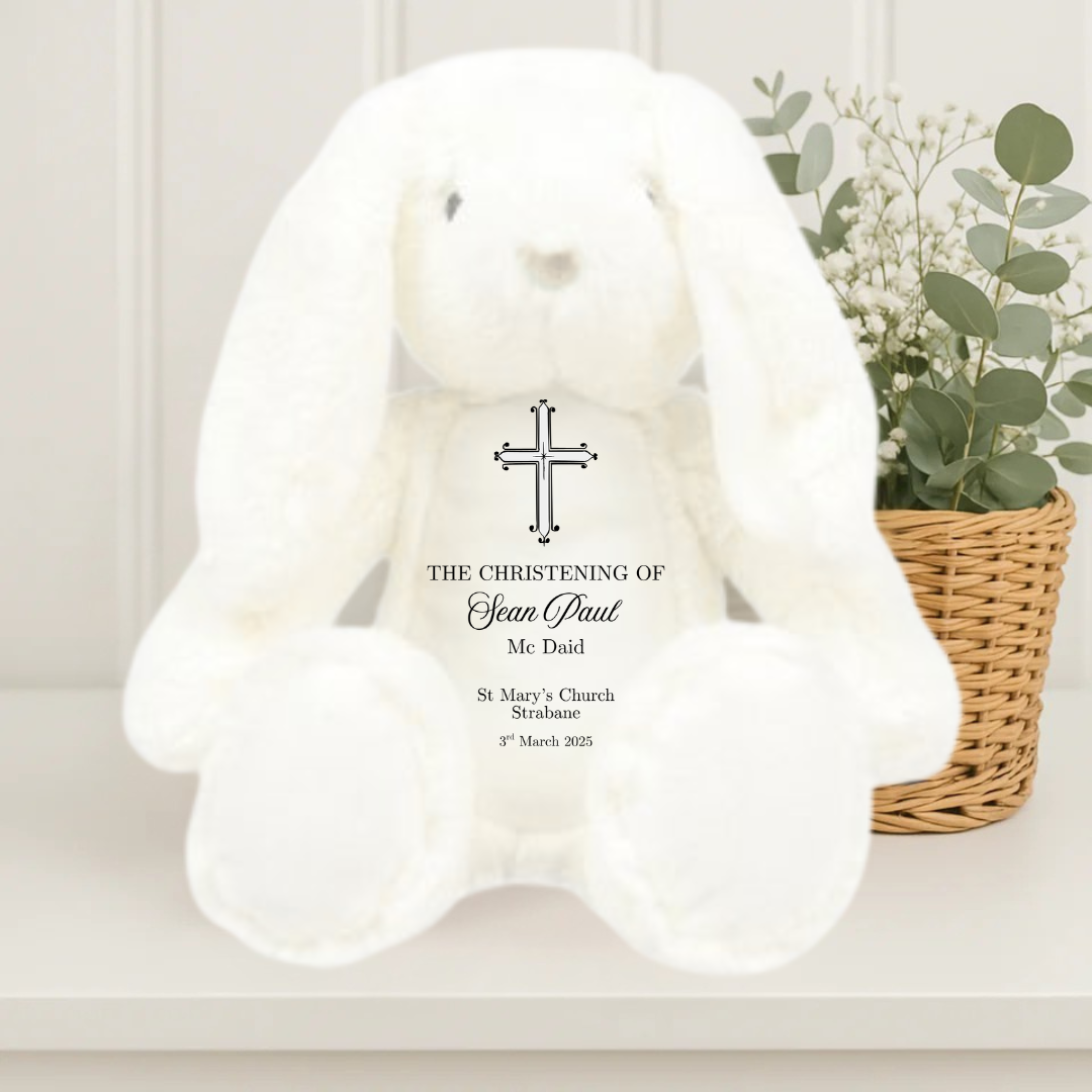 Personalised Christening Bunny - Timeless Black
