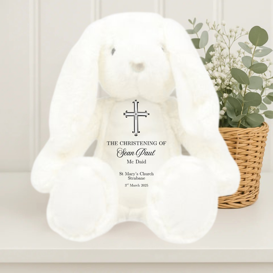 Personalised Christening Bunny - Timeless Black