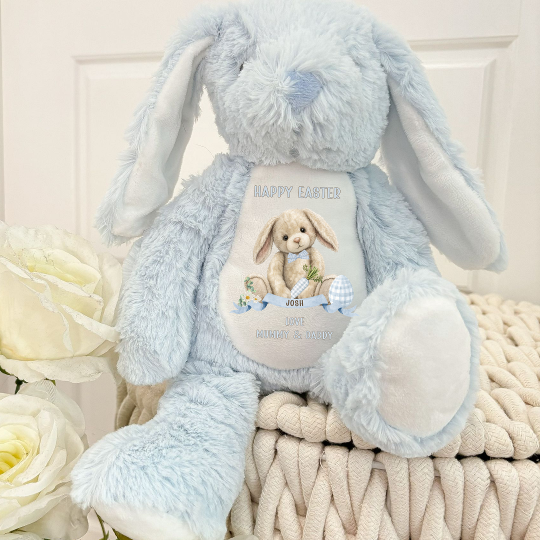 Personalised Easter Bunny Teddy - Blue