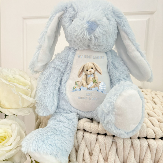 Personalised Easter Bunny Teddy - Blue