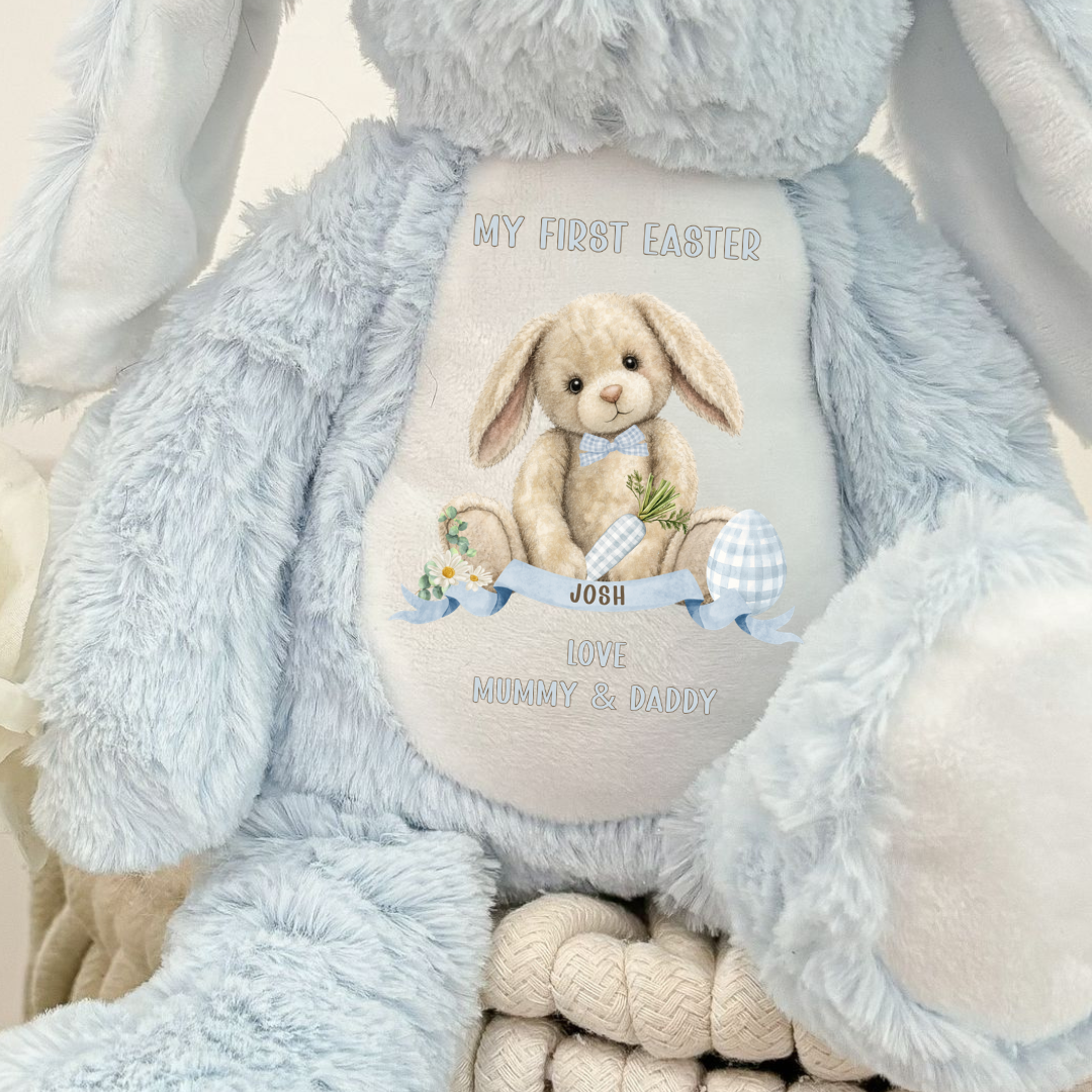 Personalised Easter Bunny Teddy - Blue