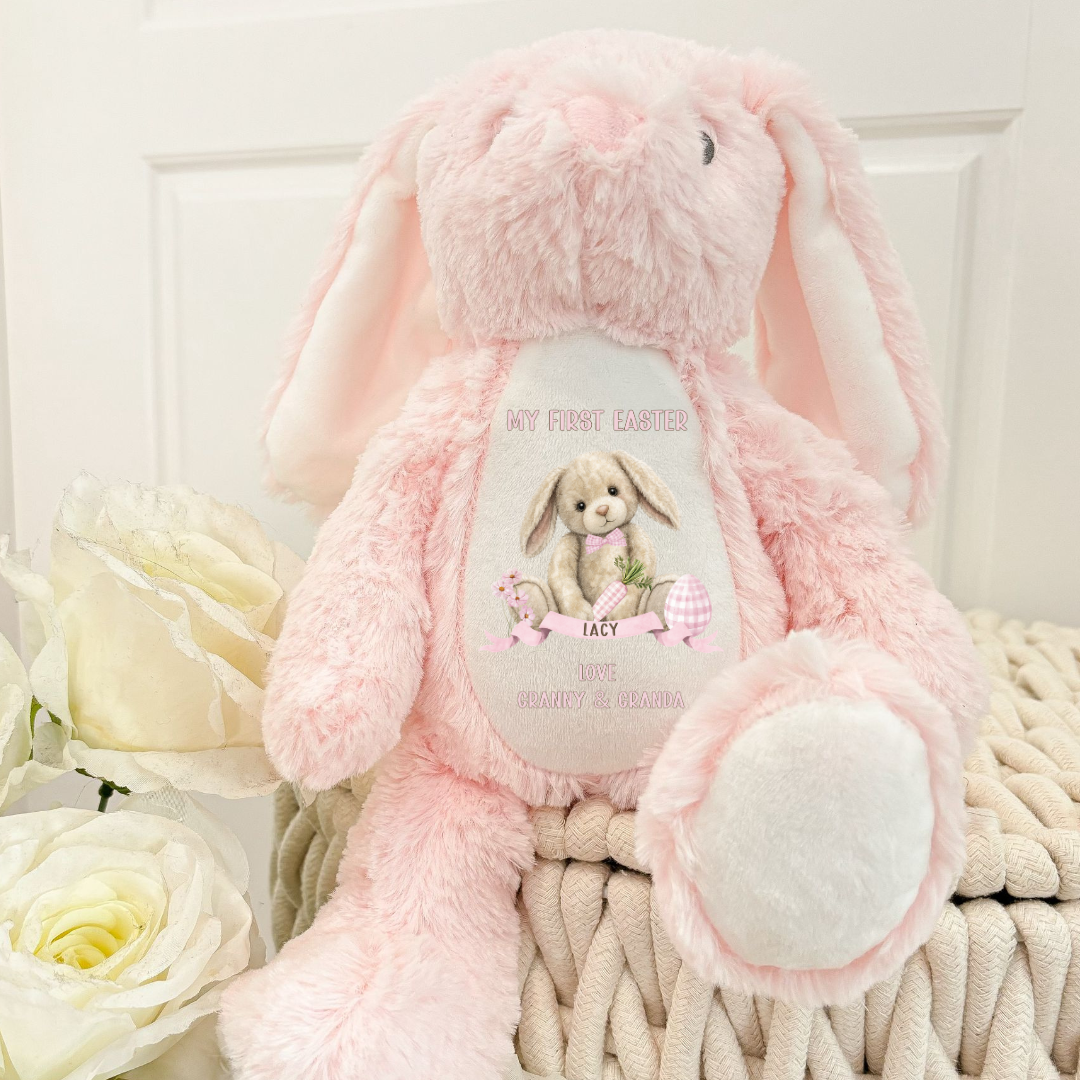 Personalised Easter Bunny Teddy - Pink