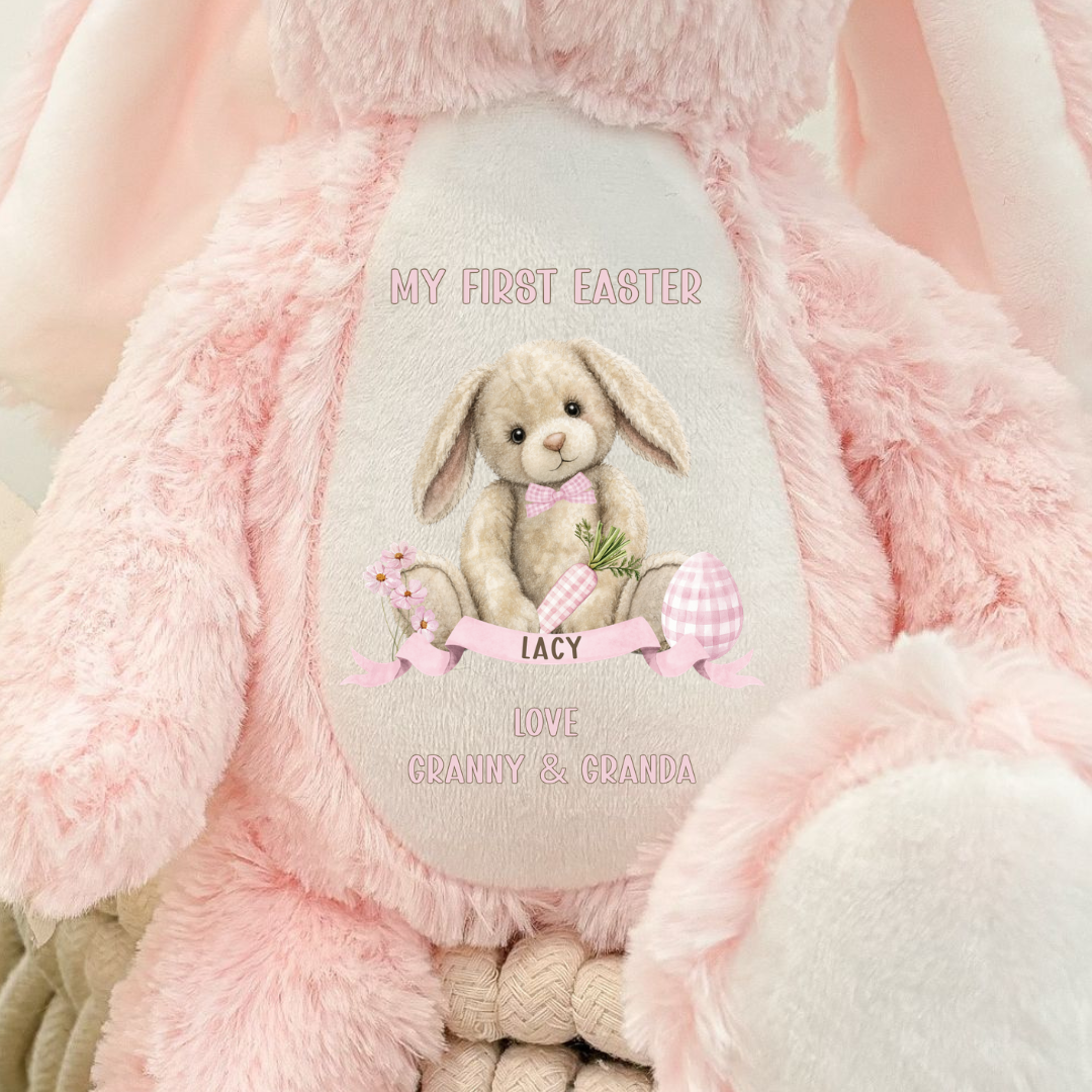 Personalised Easter Bunny Teddy - Pink