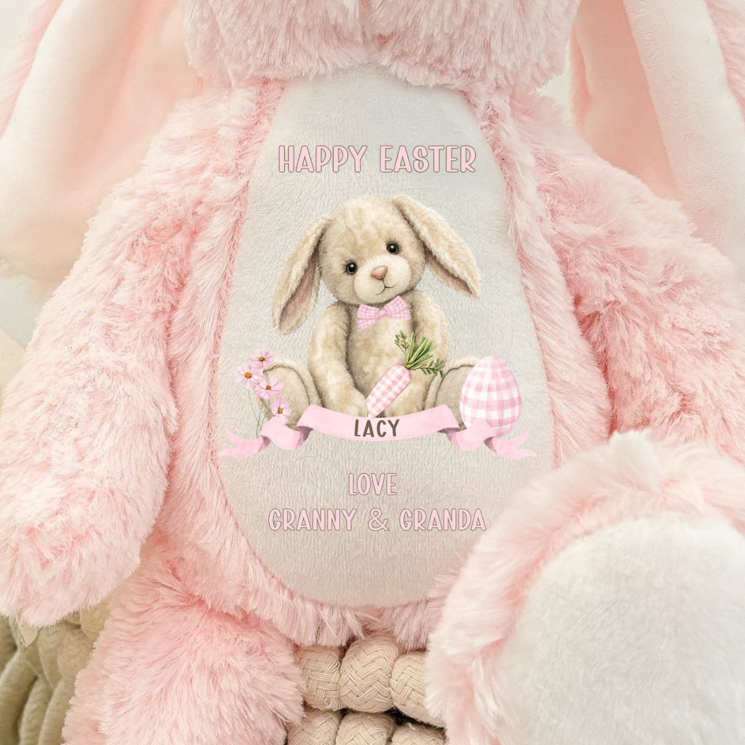 Personalised Easter Bunny Teddy - Pink