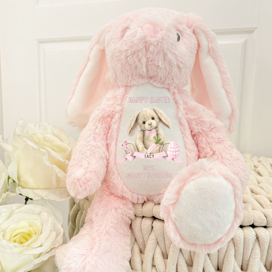 Personalised Easter Bunny Teddy - Pink