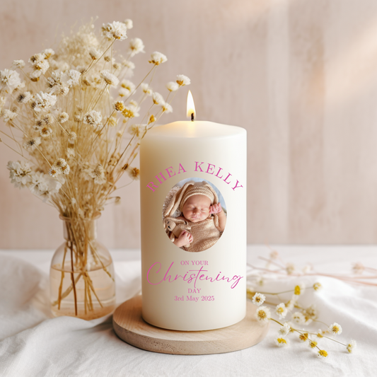Personalised Christening Candle - With Photo