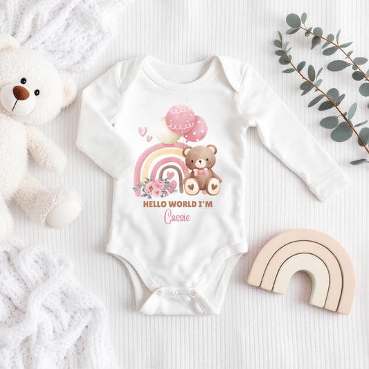 “Hello World” Personalised Baby Bodysuit