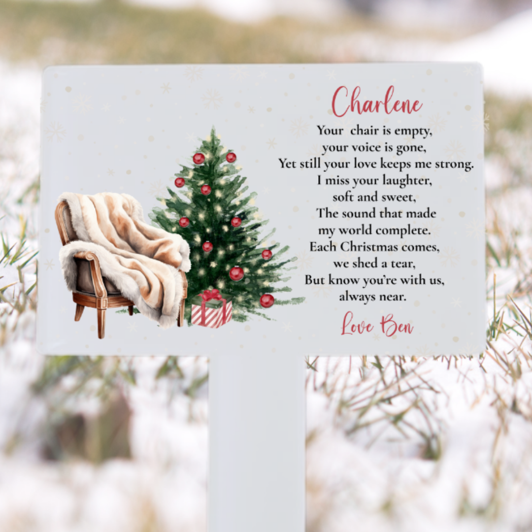 Personalised Christmas Grave Marker – Empty Chair Design