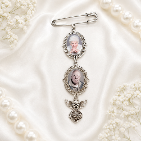 Angel Double Memorial Photo Charm