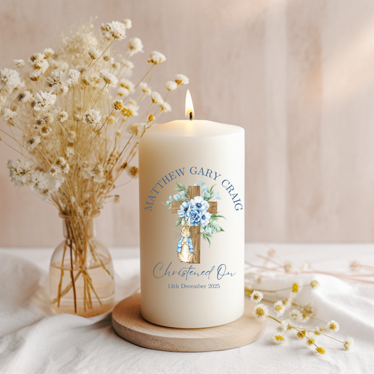 Little Bunny Christening Candle - Blue