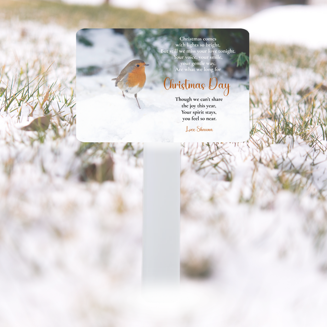 Personalised Christmas Grave Marker – Robin Design