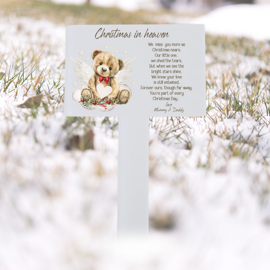 Personalised Christmas Grave Marker – Teddy Angel Design