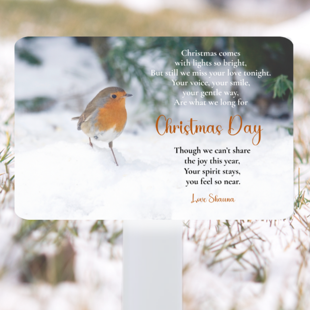 Personalised Christmas Grave Marker – Robin Design