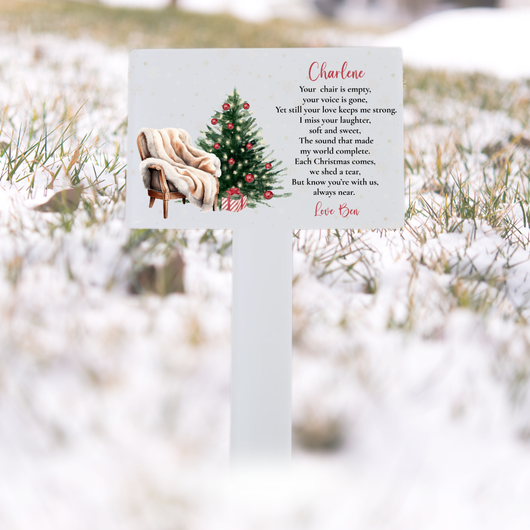 Personalised Christmas Grave Marker – Empty Chair Design