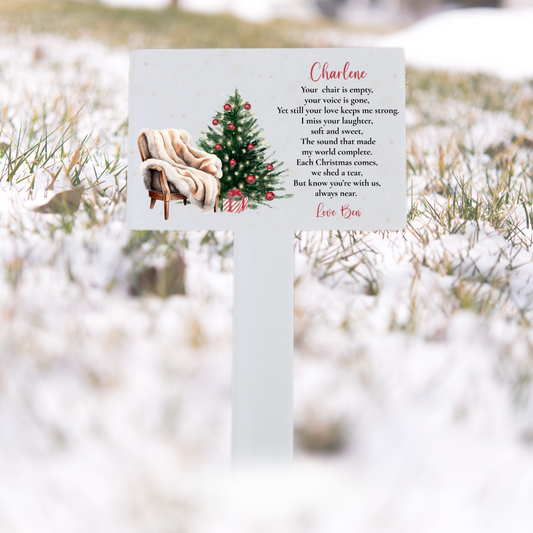 Personalised Christmas Grave Marker – Empty Chair Design
