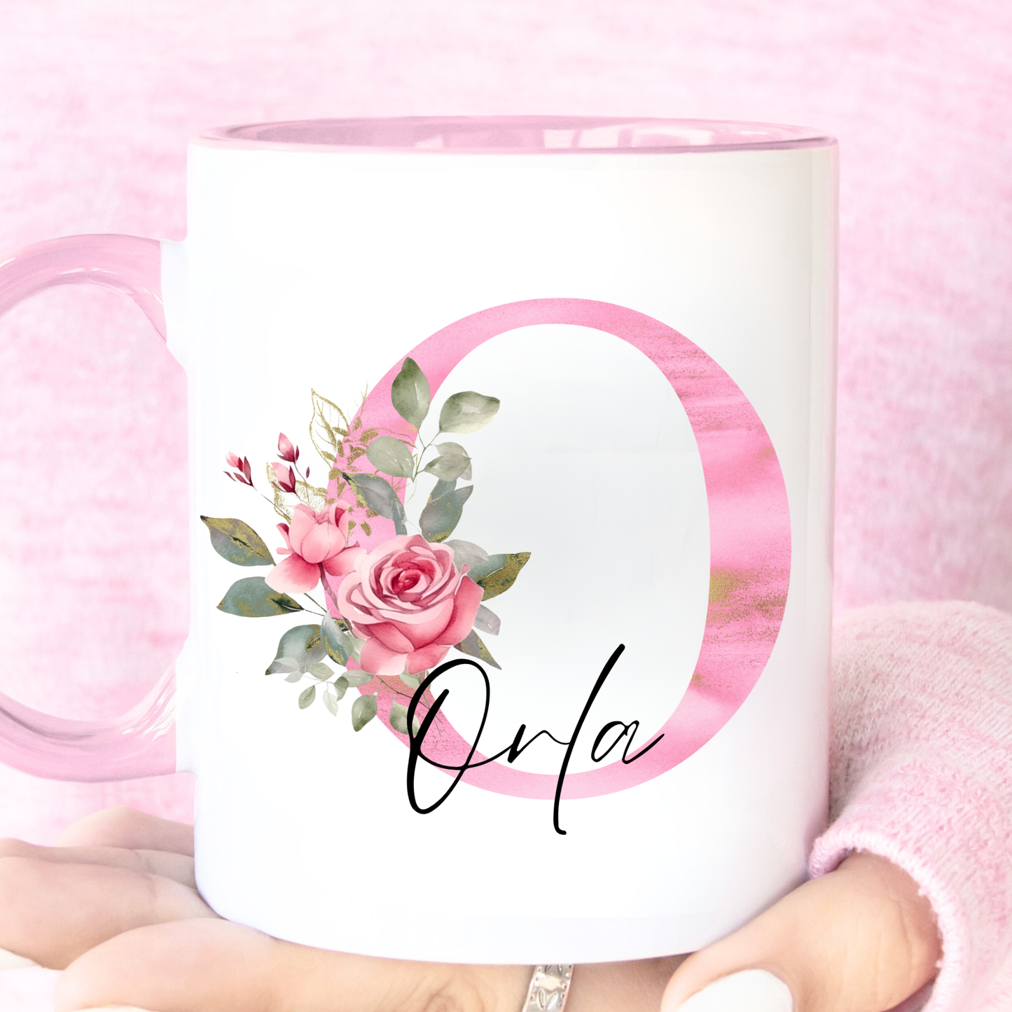 Personalised Floral Initial Mug