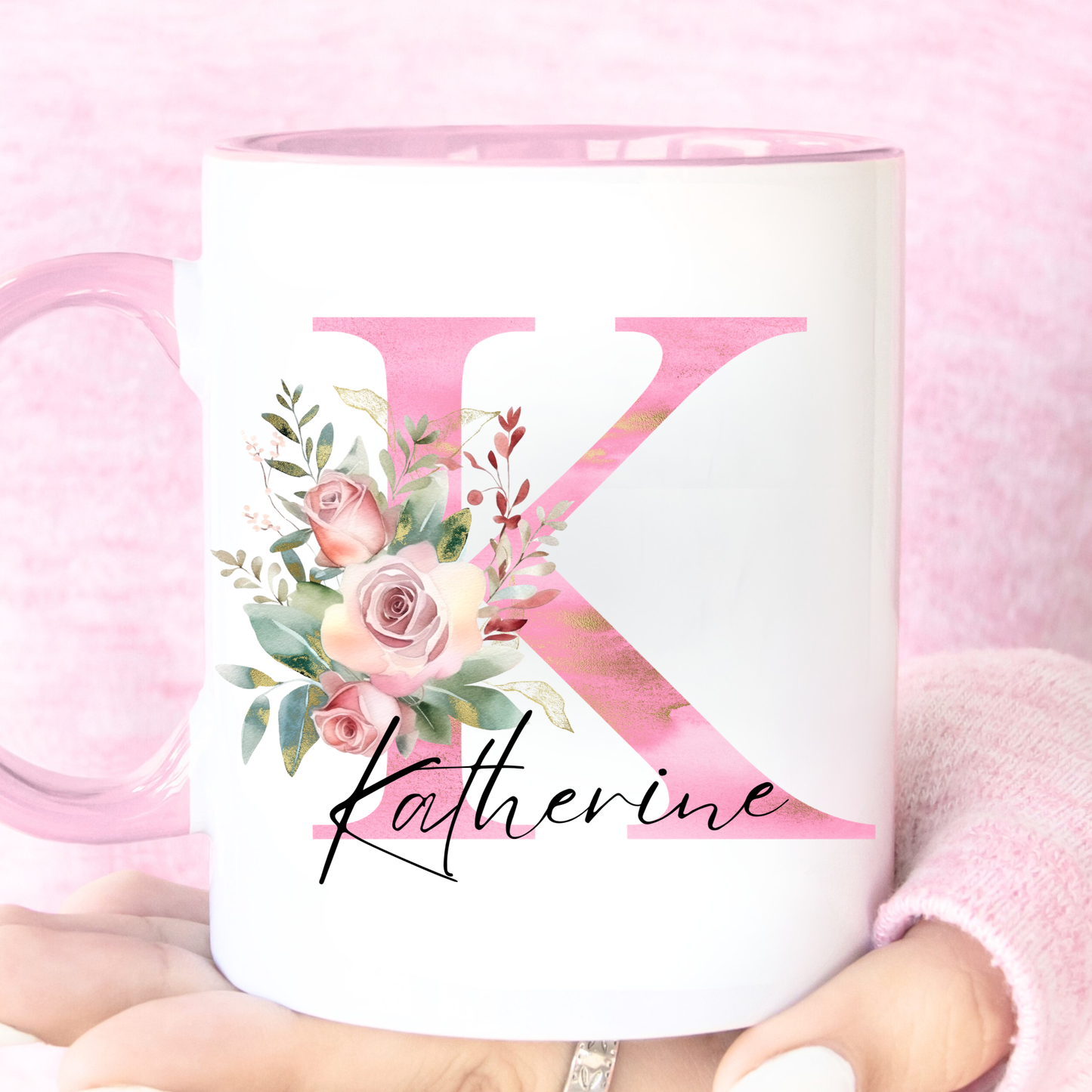 Personalised Floral Initial Mug