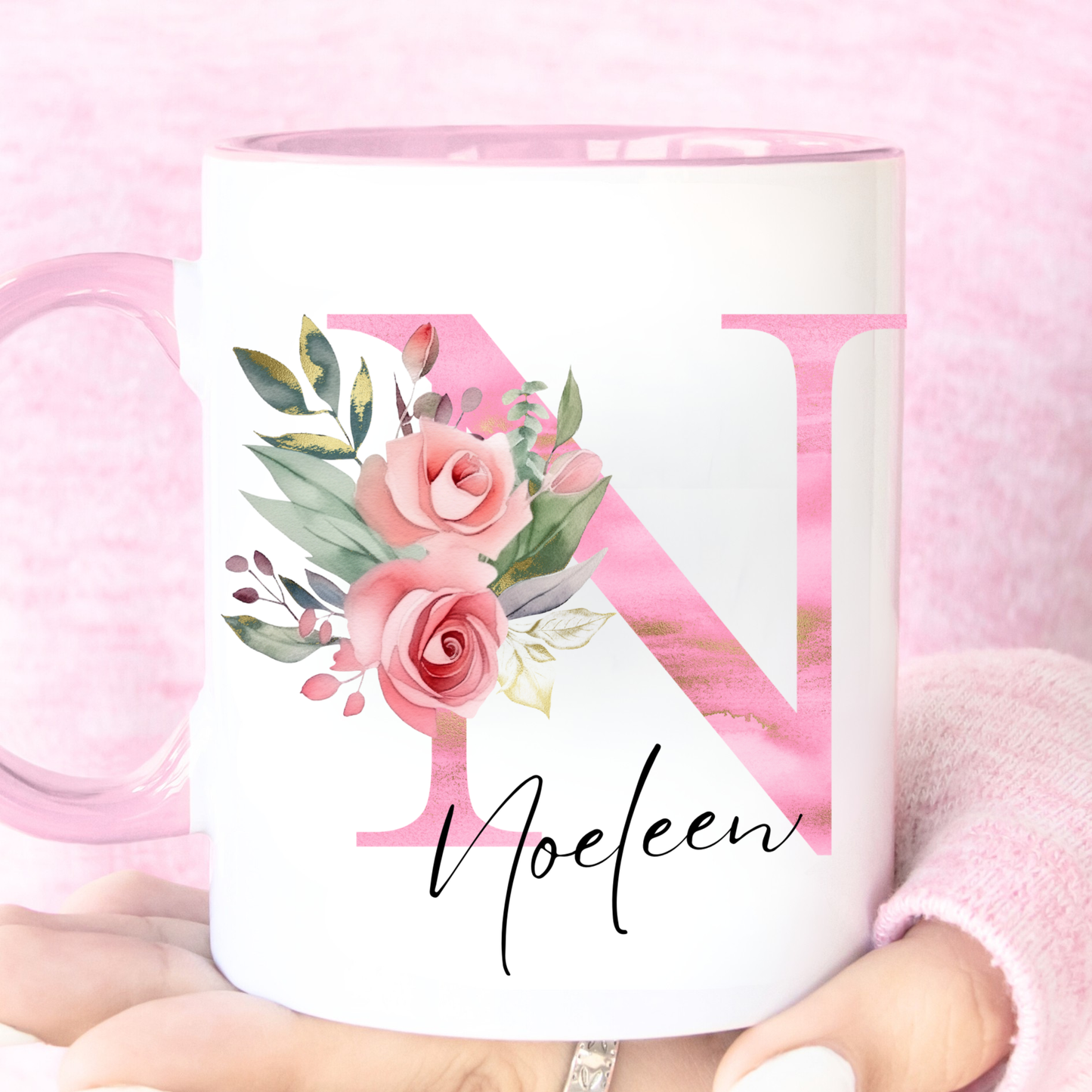 Personalised Floral Initial Mug