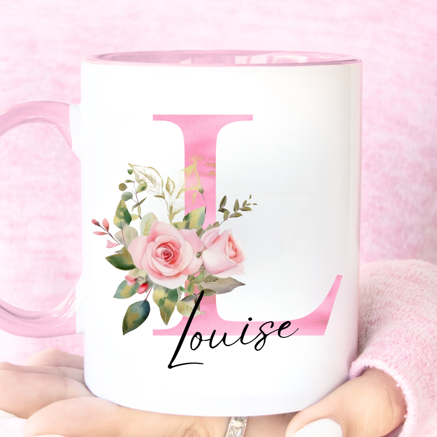 Personalised Floral Initial Mug