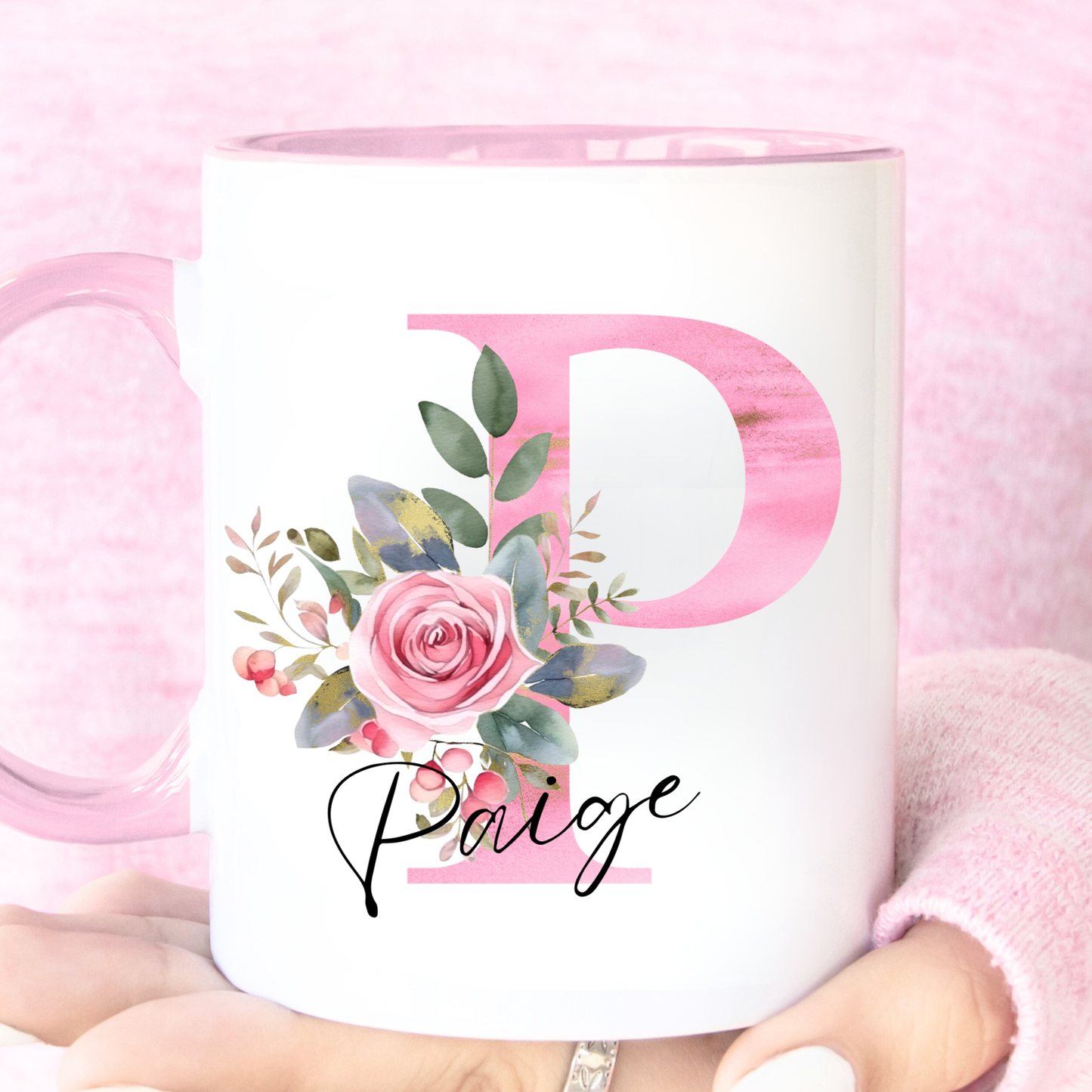 Personalised Floral Initial Mug