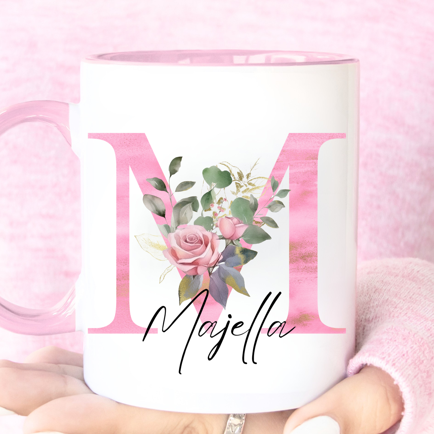 Personalised Floral Initial Mug