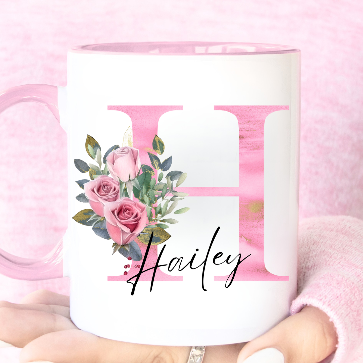Personalised Floral Initial Mug