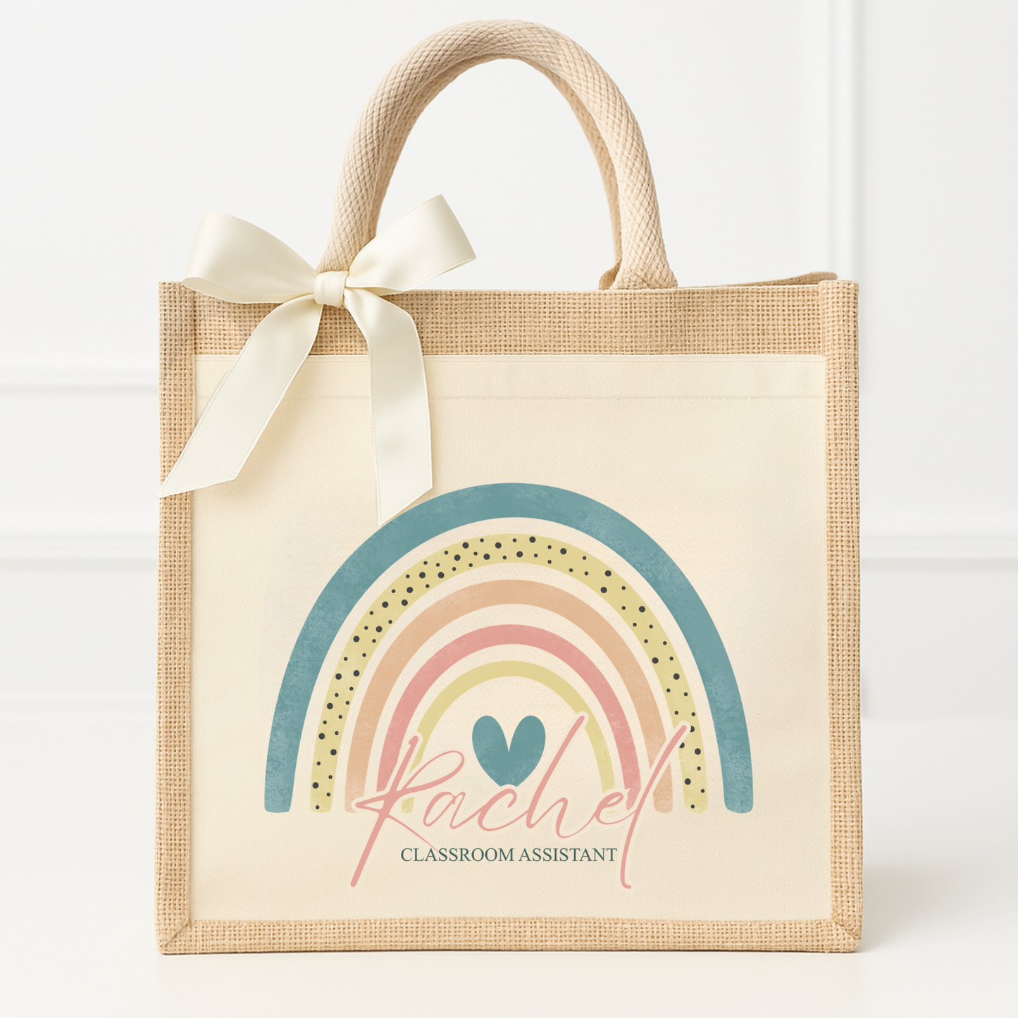 Teacher & Classroom Assistant Personalised Jute Tote Bag