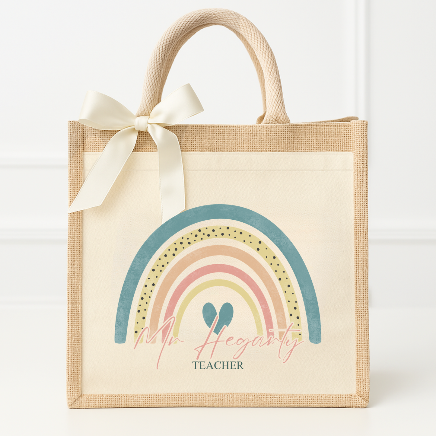 Teacher & Classroom Assistant Personalised Jute Tote Bag