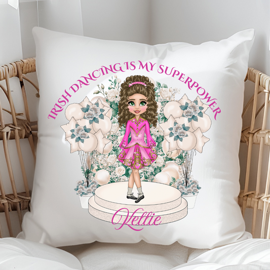 Little Irish Dancer Cushion - Pink Edition