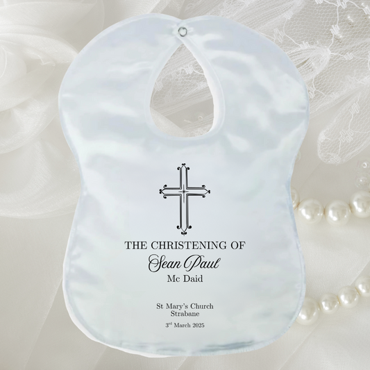Personalised Christening/Baptism Bib - Timeless Black