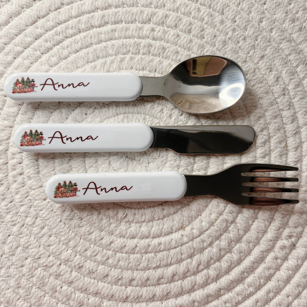 Personalised Christmas Teddy Bear Dinner Set