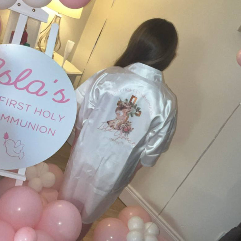 Girls Personalised Satin Robe