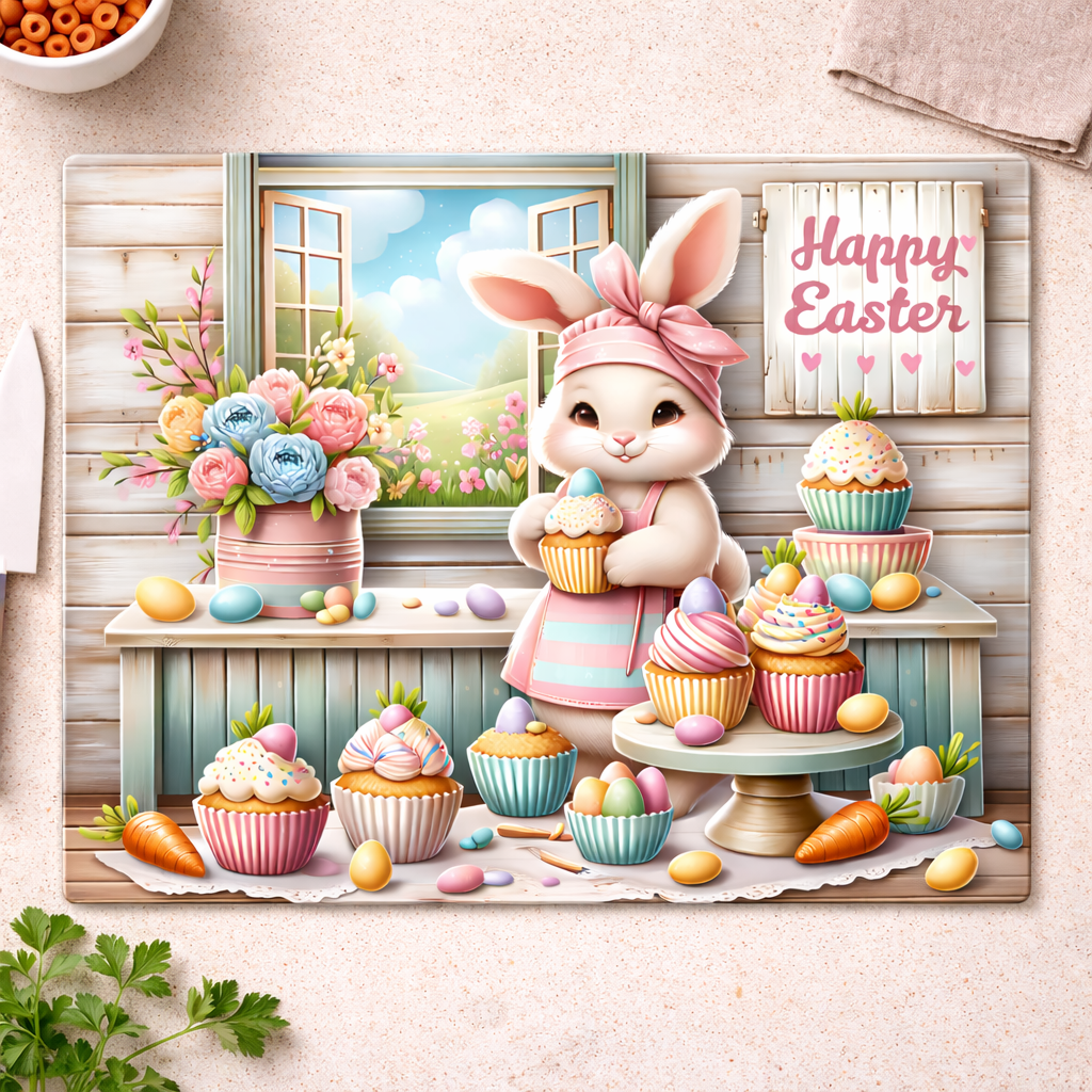 Easter Bunny Glass Chopping Board