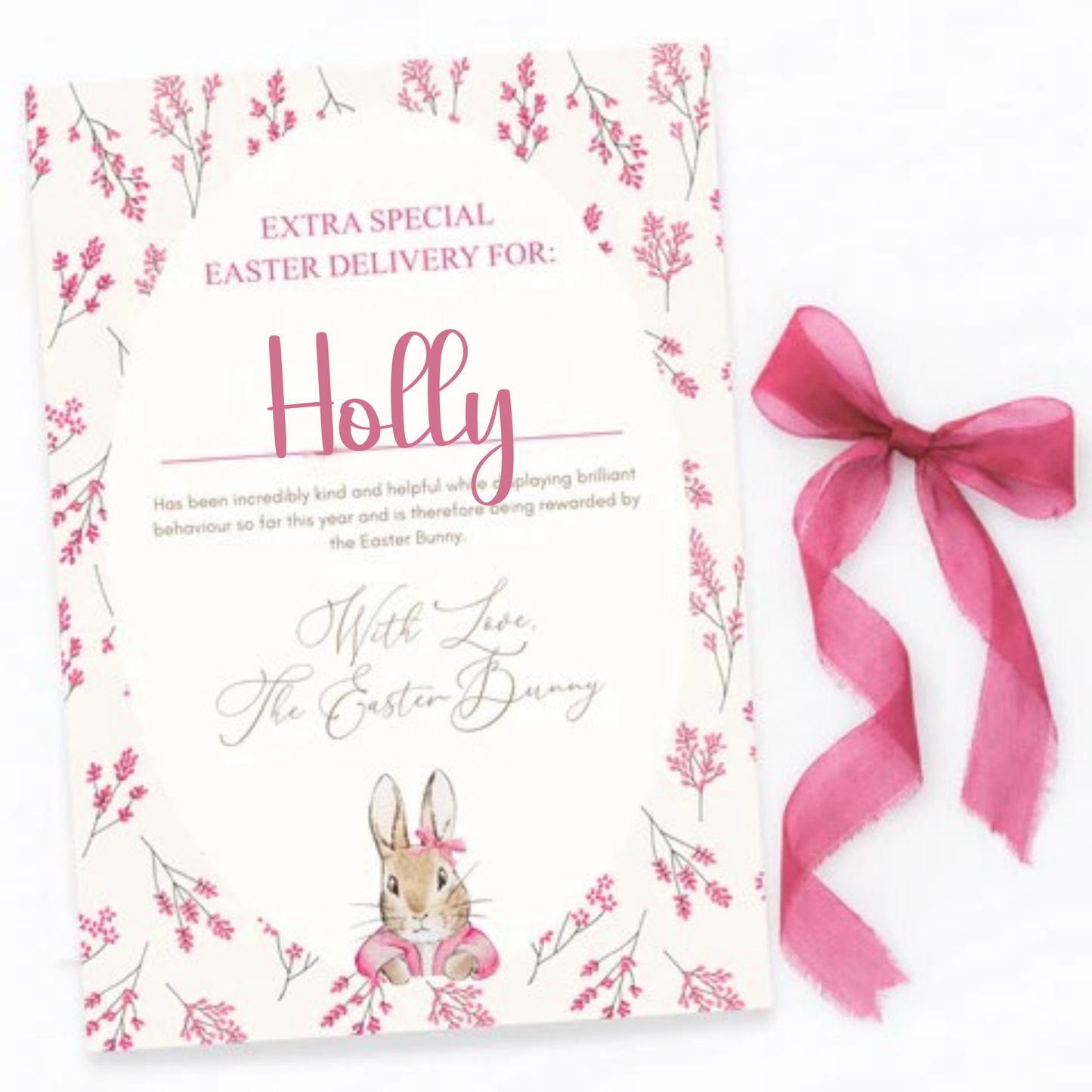 Easter A4 Certificate Toile Bunny - Pink