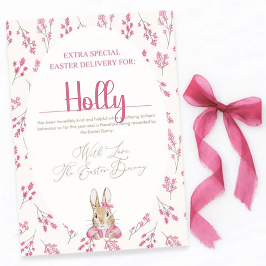 Easter A4 Certificate Toile Bunny - Pink